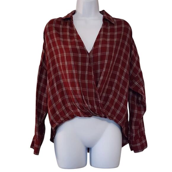 Lou & Grey Tops - Lou & Grey for LOFT Womens Pullover Top Size S Red Plaid High-Low V-Neck